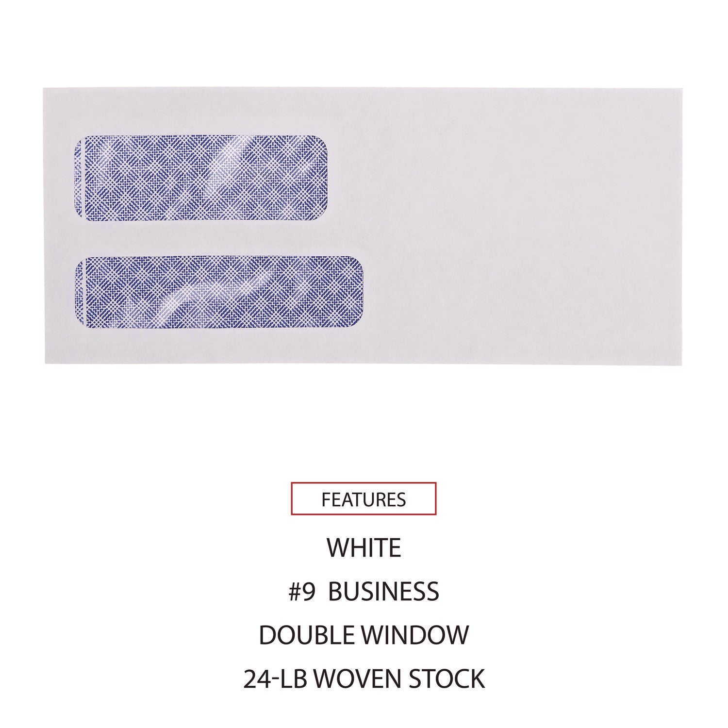Double Window Business Envelope, #9, Commercial Flap, Gummed Closure, 3.88 x 8.88, White, 500/Box - 7
