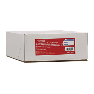 Double Window Business Envelope, #9, Commercial Flap, Gummed Closure, 3.88 x 8.88, White, 500/Box - 3