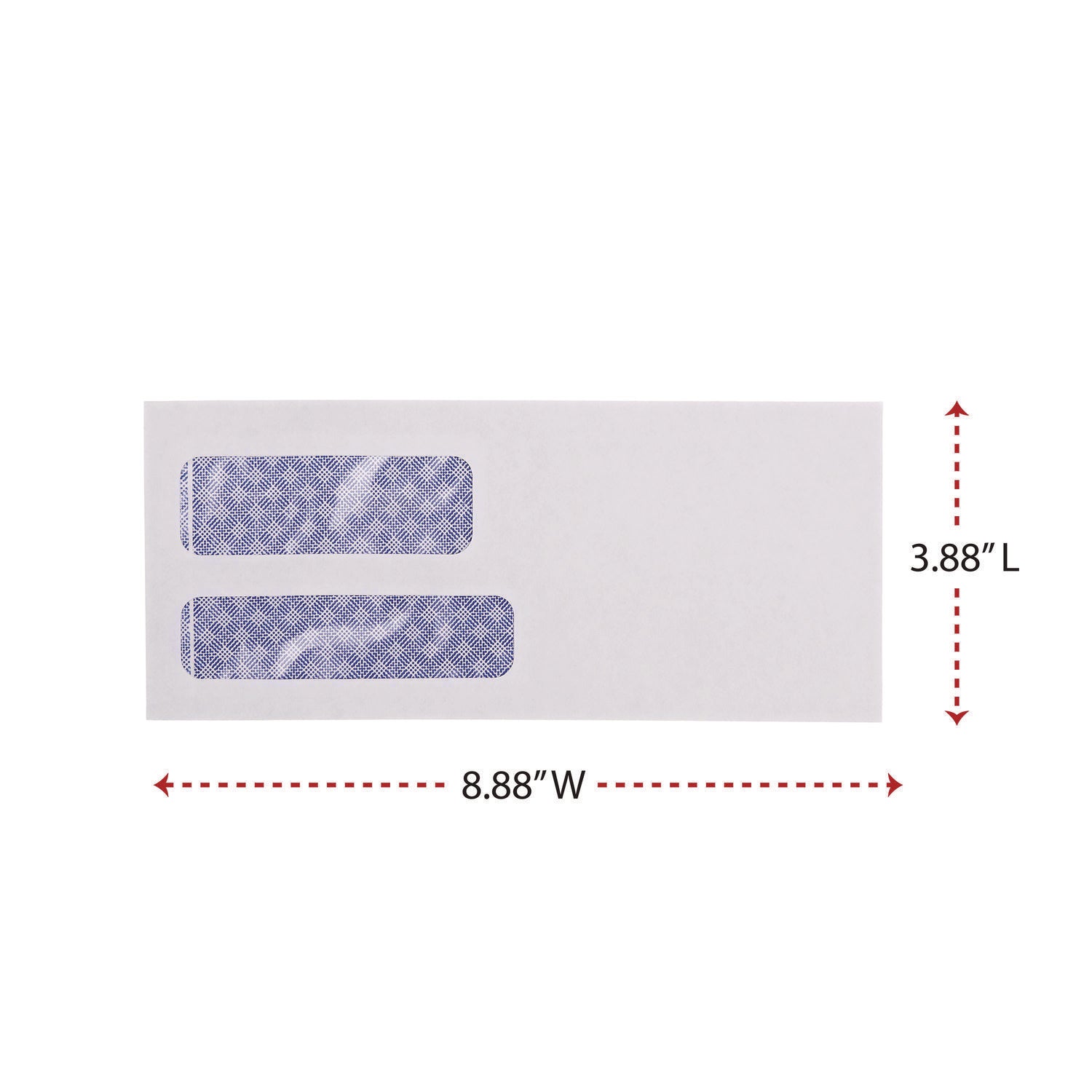 Double Window Business Envelope, #9, Commercial Flap, Gummed Closure, 3.88 x 8.88, White, 500/Box - 4