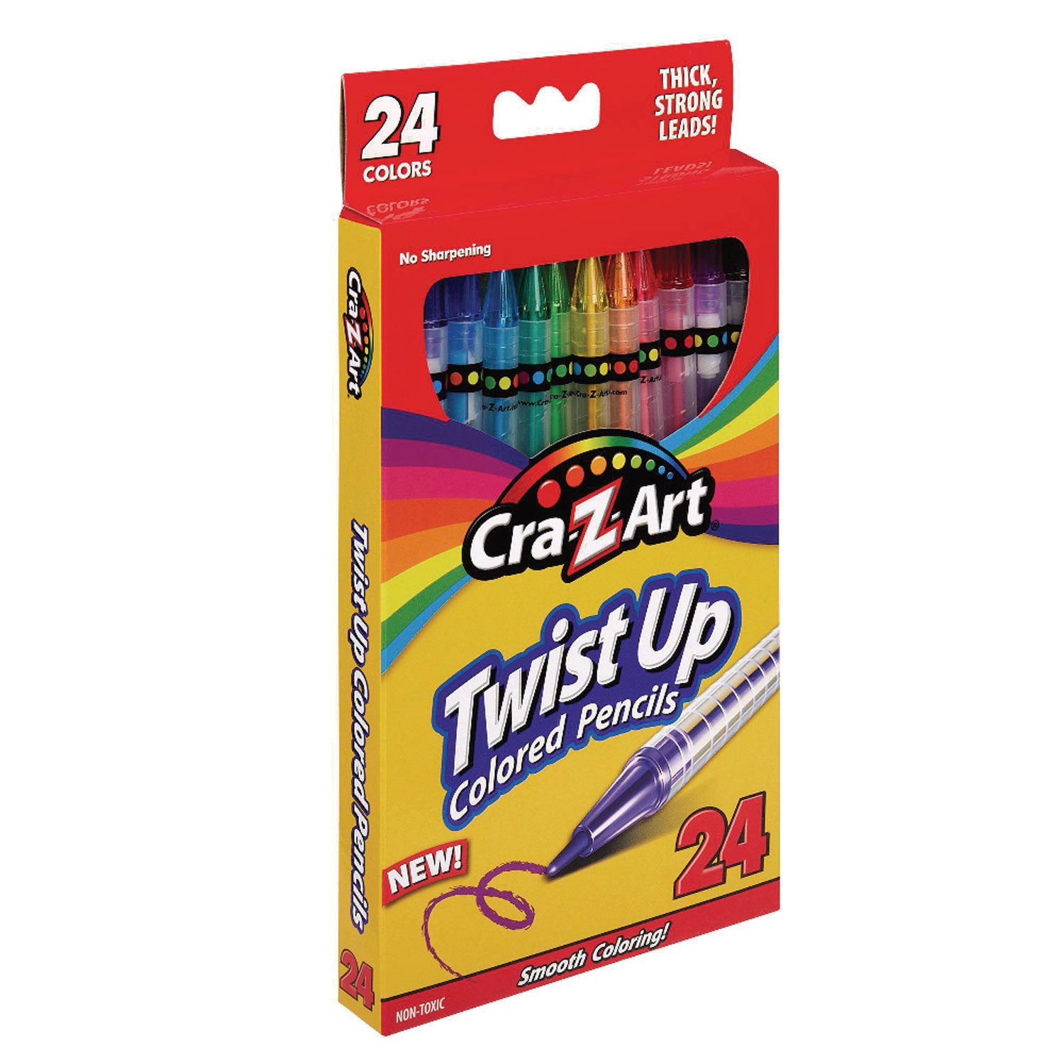 Twist Up Colored Pencils, 24 Assorted Lead Colors, Clear Barrel, 24/Set - 3
