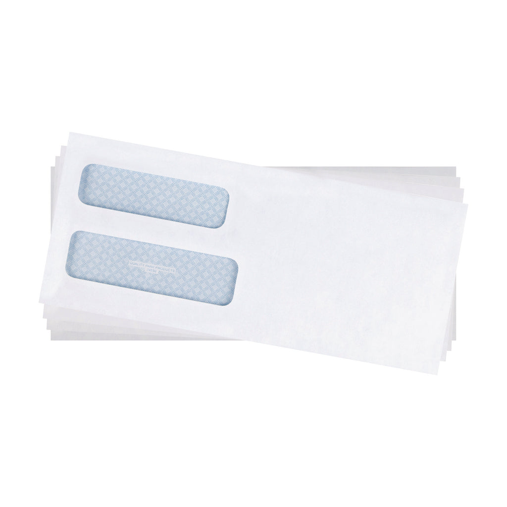 Double Window Security-Tinted Check Envelope, #10, Commercial Flap, Gummed Closure, 4.13 x 9.5, White, 500/Box