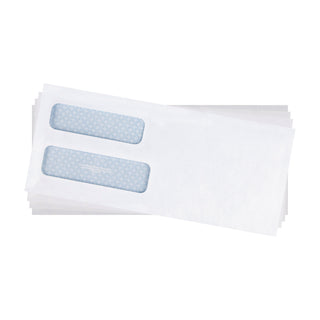 Double Window Security-Tinted Check Envelope, #10, Commercial Flap, Gummed Closure, 4.13 x 9.5, White, 500/Box