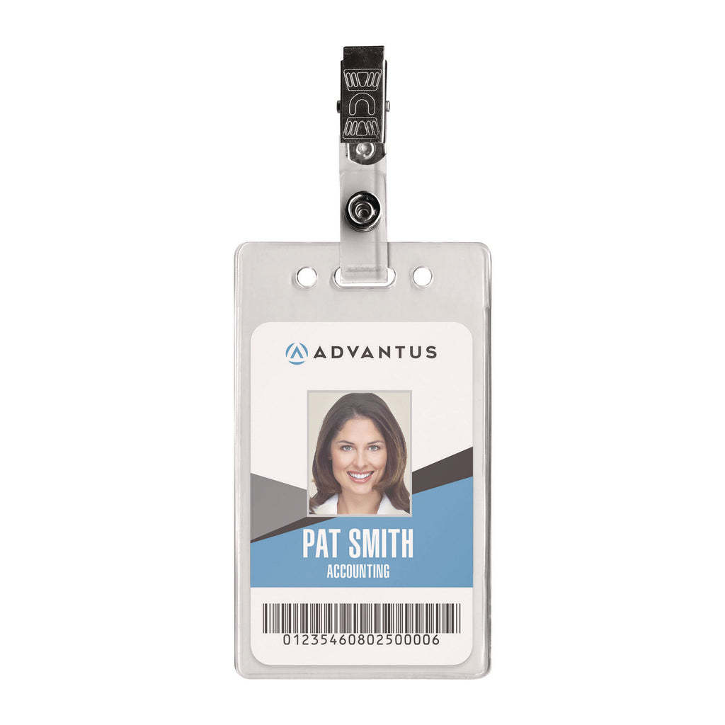 Badge Straps with Clips, 0.38" x 2.75", Clear, 100/Box