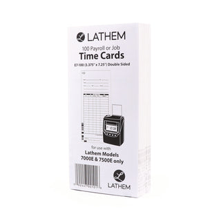 Time Clock Cards for Lathem Time 7000E, Two Sides, 3.5 x 7.25, 100/Pack