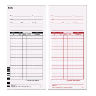 Time Clock Cards for Lathem Time 7000E, Two Sides, 3.5 x 7.25, 100/Pack