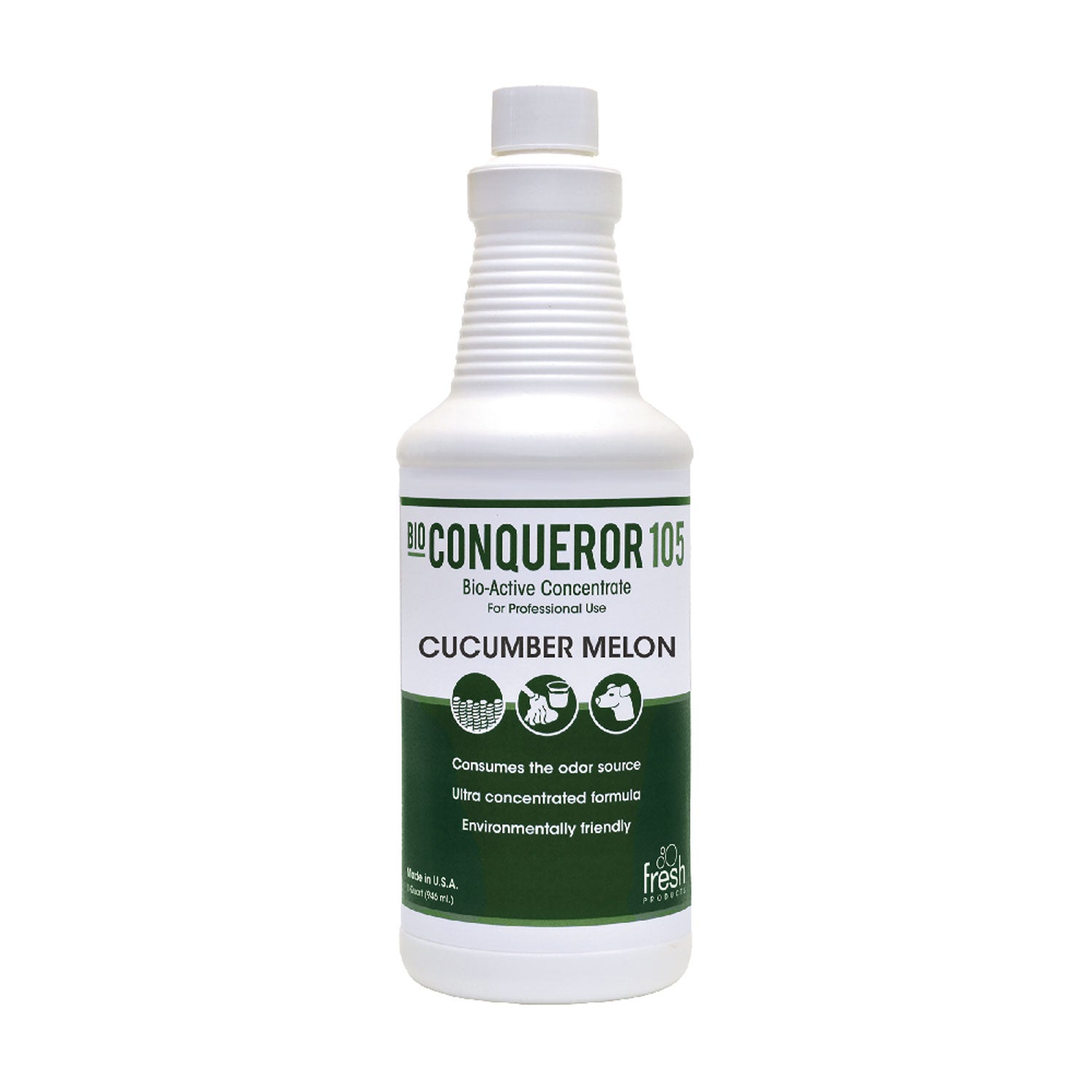 Bio Conqueror 105 Enzymatic Odor Counteractant Concentrate, Cucumber Melon, 1 qt Bottle, 12/Carton - 1