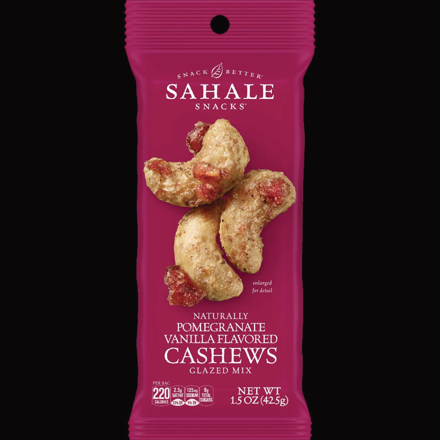 Sahale Snacks Pomegranate/Vanilla Cashews Glazed Snack Mix - Non-GMO, Gluten-free - Cashew, Pomegranate, Vanilla - 1.50 oz - 18 / Carton