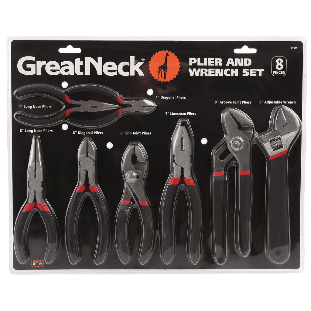 8-Piece Steel Pliers and Wrench Tool Set