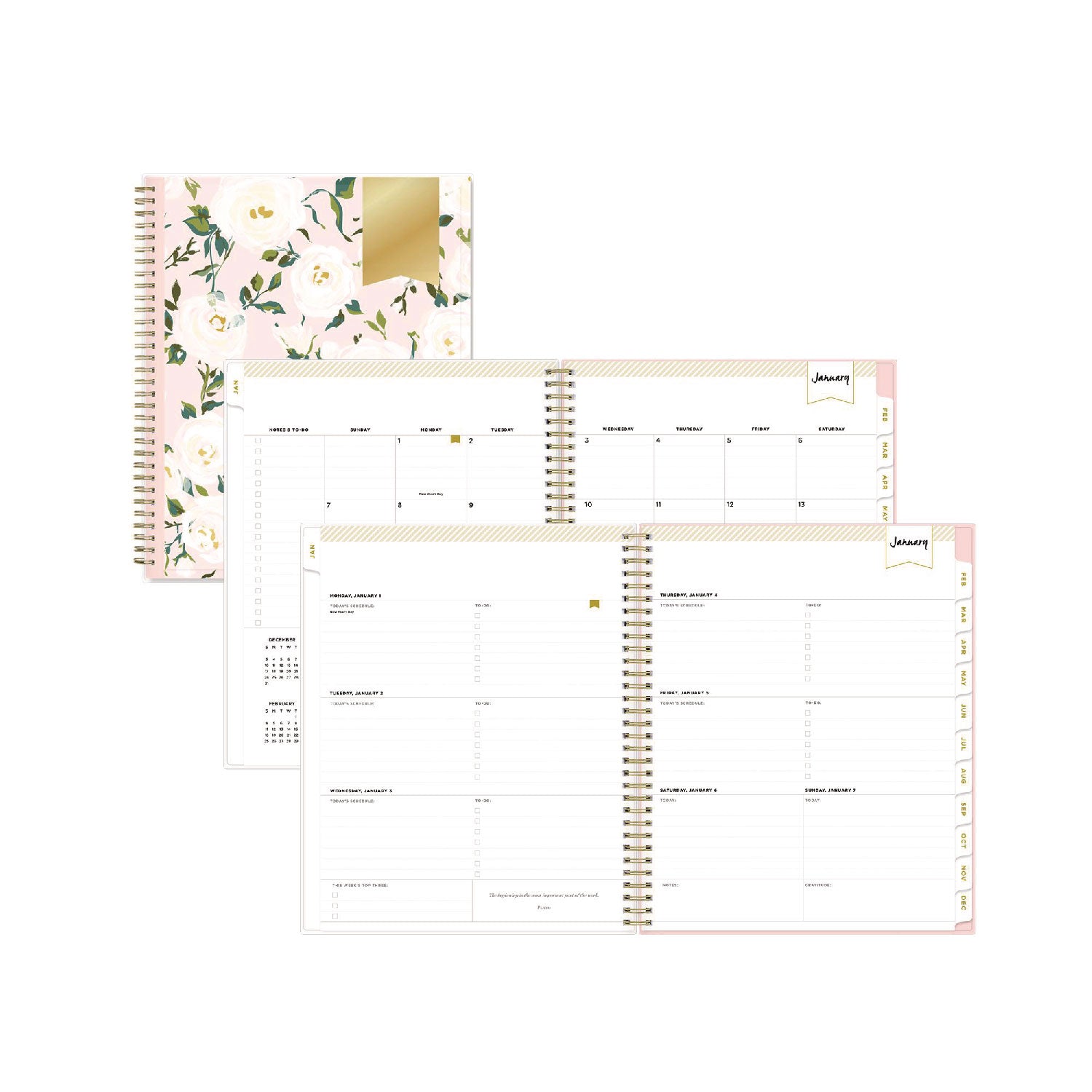 Day Designer Coming Up Roses Create-Your-Own Cover Weekly/Monthly Planner, 11 x 8.5, Blush/Cream Cover,12-Month(Jan-Dec):2024