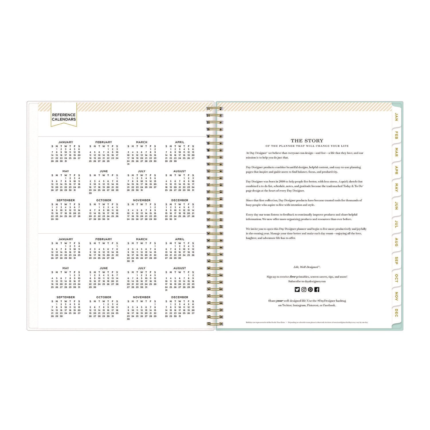 Day Designer Secret Garden Mint Frosted Weekly/Monthly Planner, 11 x 8.5, Multicolor Cover, 12-Month (Jan to Dec): 2024