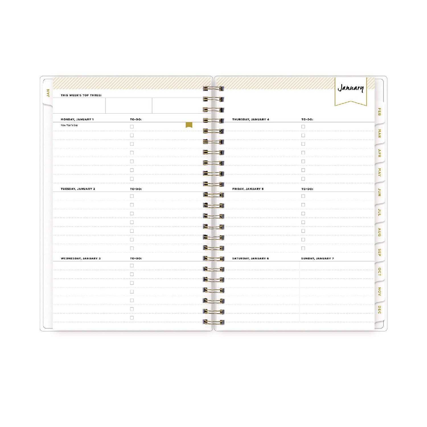 Day Designer Tile Weekly/Monthly Planner, Tile Artwork, 8 x 5, Blue/White Cover, 12-Month (Jan to Dec): 2024