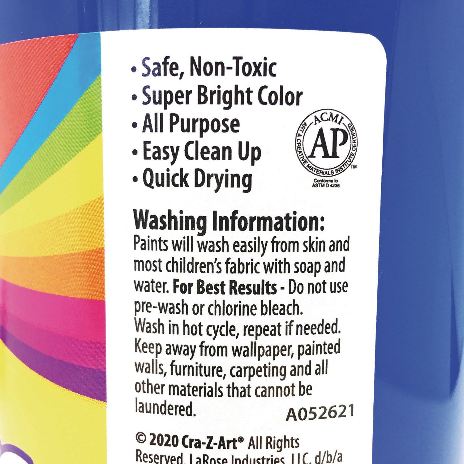 Washable Tempera Paint, Blue, 32 oz Bottle - 3