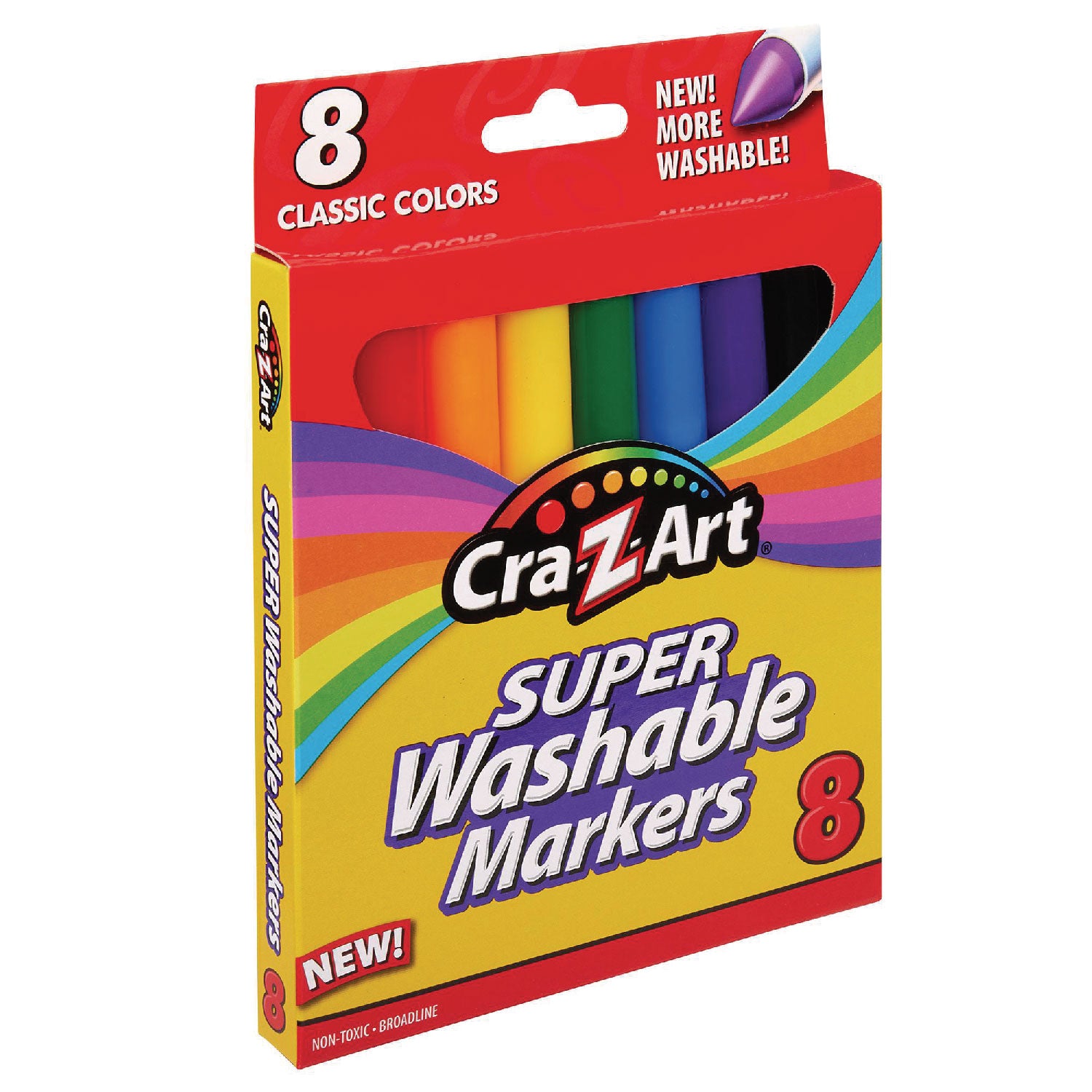 Super Washable Markers, Broad Bullet Tip, Assorted Colors, 8/Set - 3