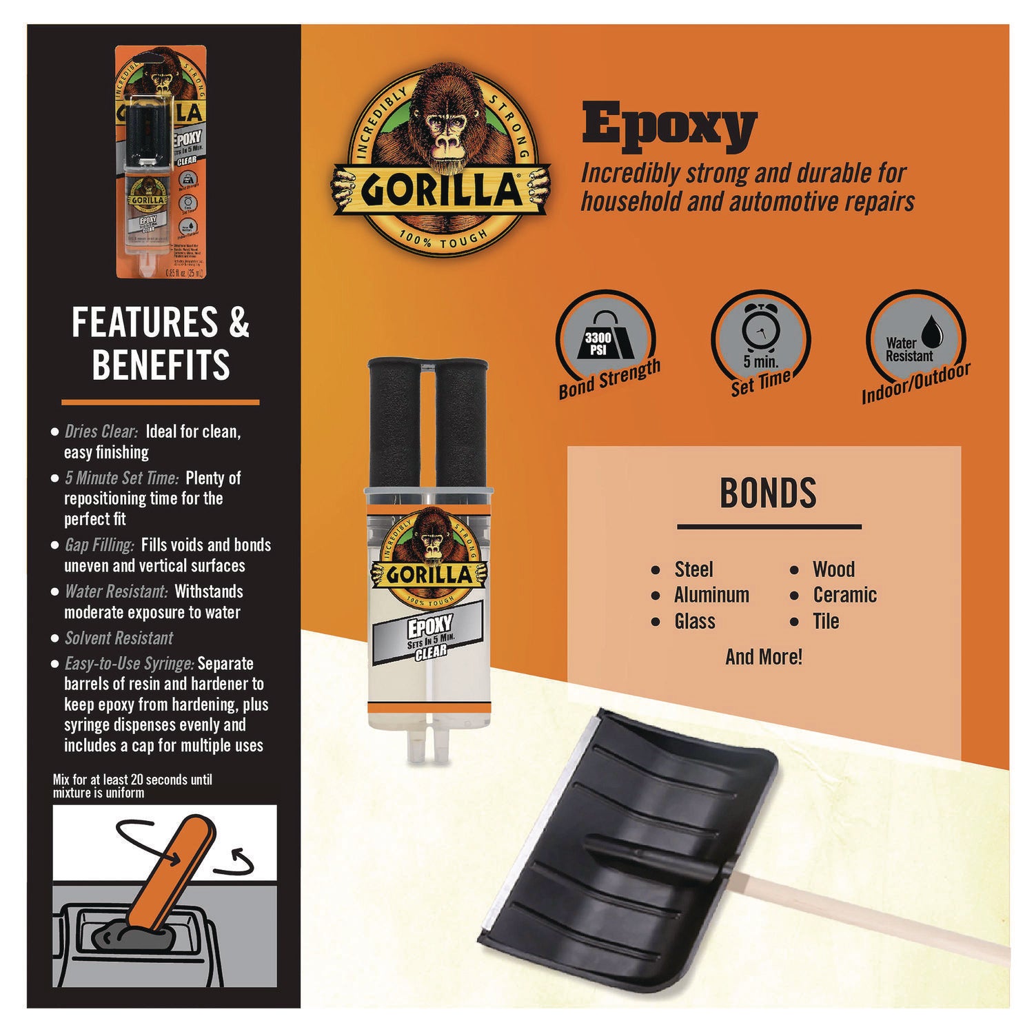 Gorilla Glue Epoxy Clear Glue - 0.85 oz - 1 Each - Clear
