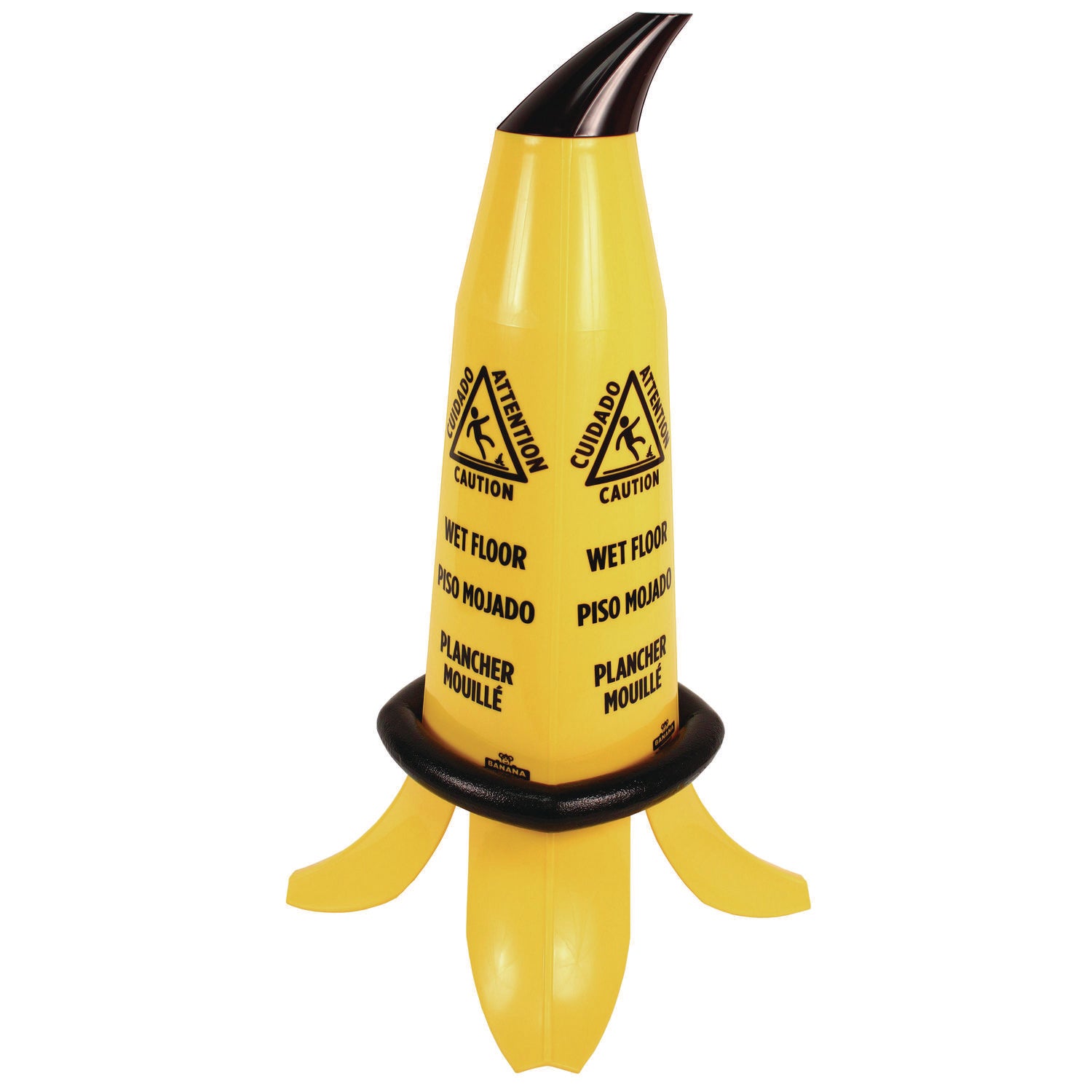 Banana Wet Floor Cones, 11 x 11.15 x 23.25, Yellow/Brown/Black - 4