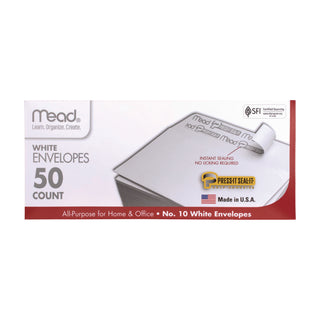 Mead Plain White Self-Seal Business Envelopes - Business - #10 - 4 1/8" Width x 9 1/2" Length - Self-sealing - 50 / Box - White