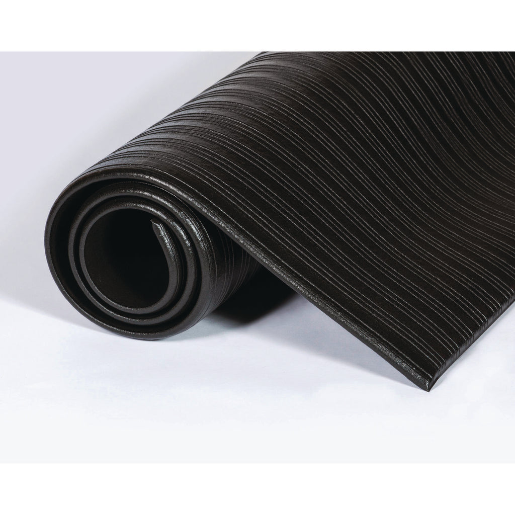 Ribbed Vinyl Anti-Fatigue Mat, 24 x 36, Black