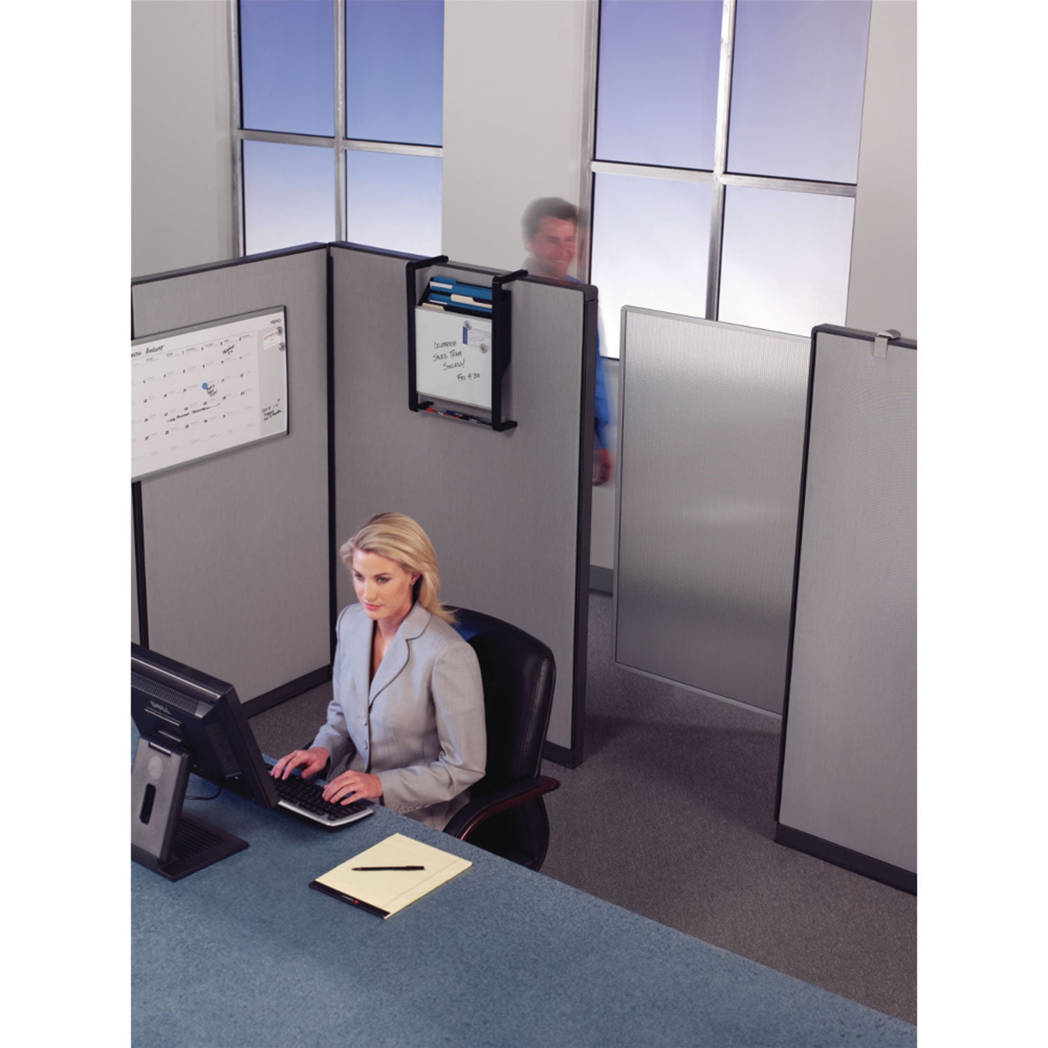 Workstation Privacy Screen, 36w x 48d, Translucent Clear/Silver - 3