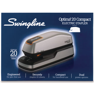 Optima Grip Electric Stapler, 20-Sheet Capacity, Black/Silver
