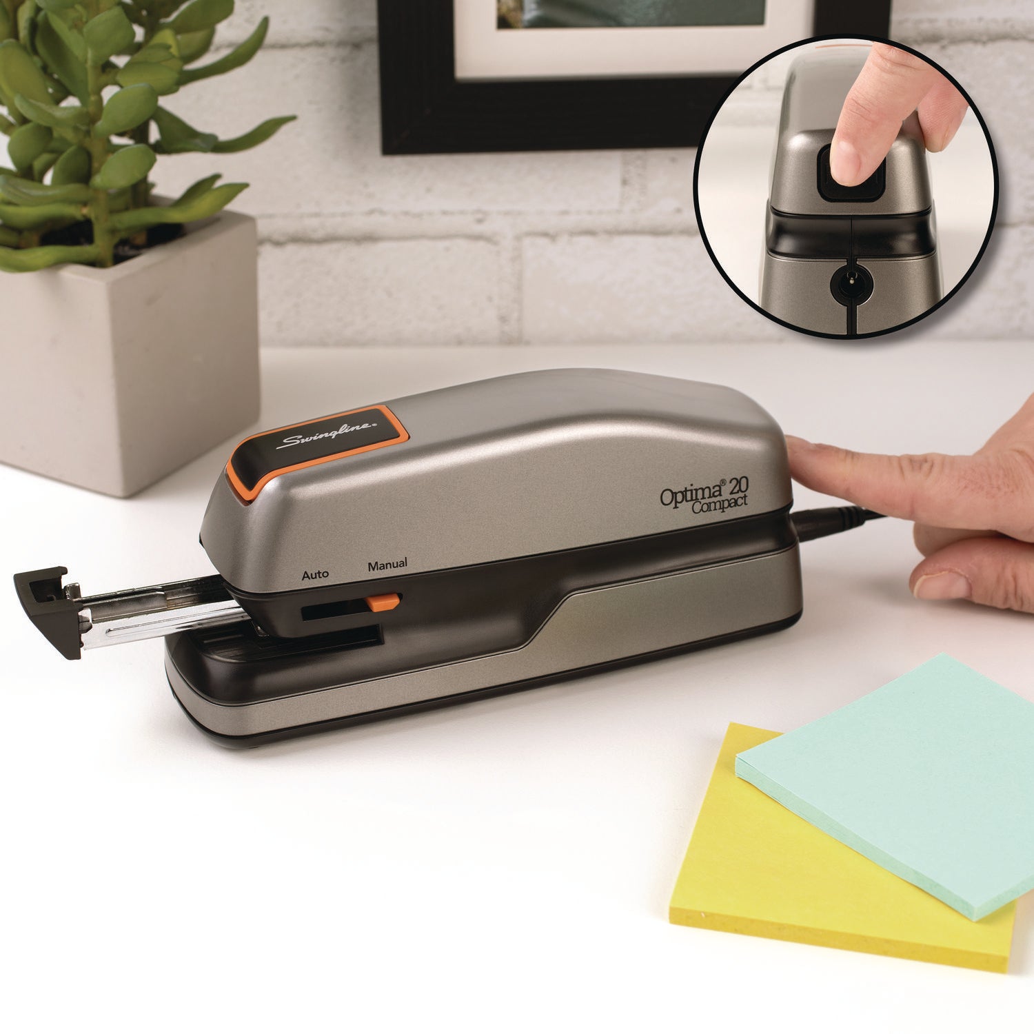 Optima Grip Electric Stapler, 20-Sheet Capacity, Black/Silver
