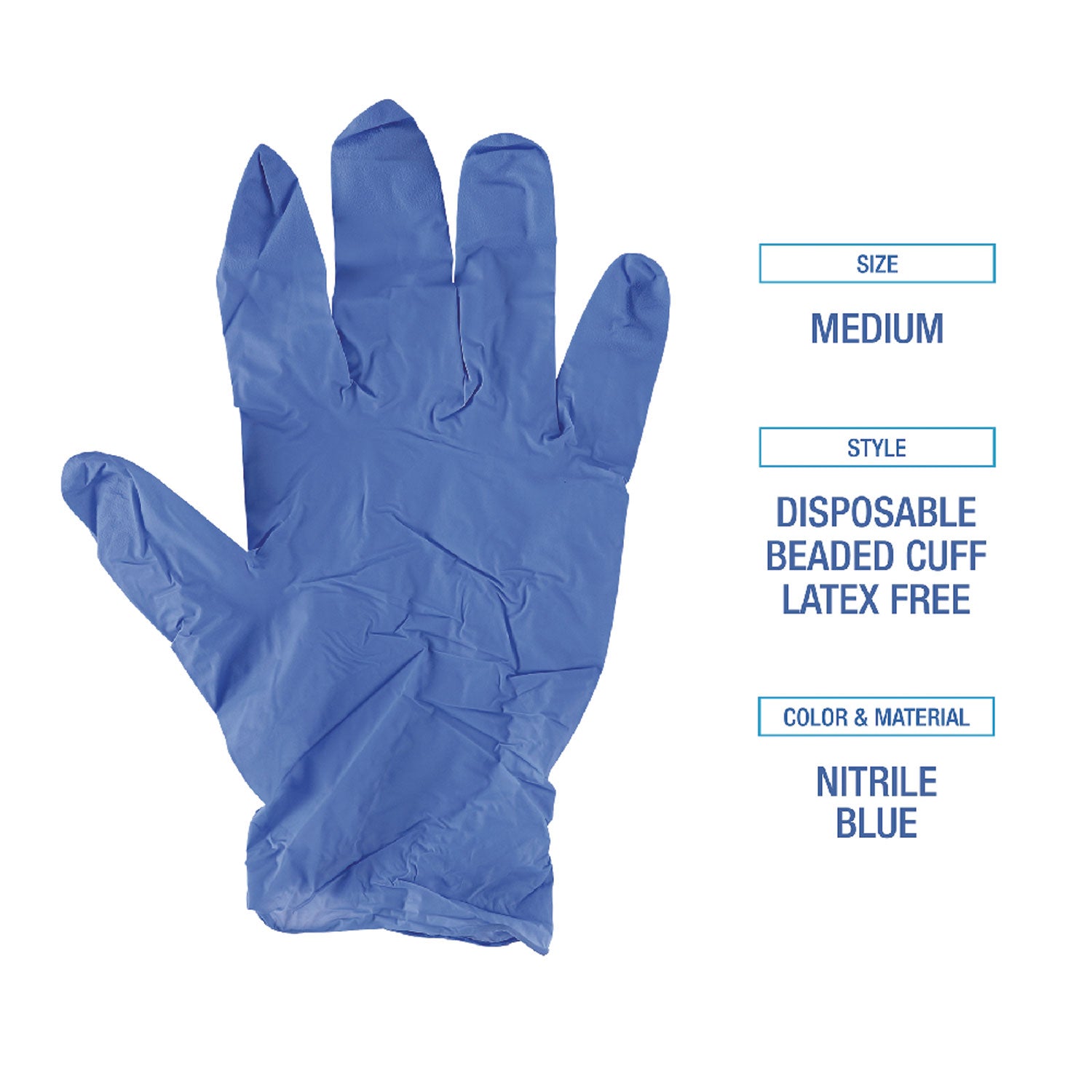 Disposable General-Purpose Nitrile Gloves, Medium, Blue, 4 mil, 1,000/Carton - 7