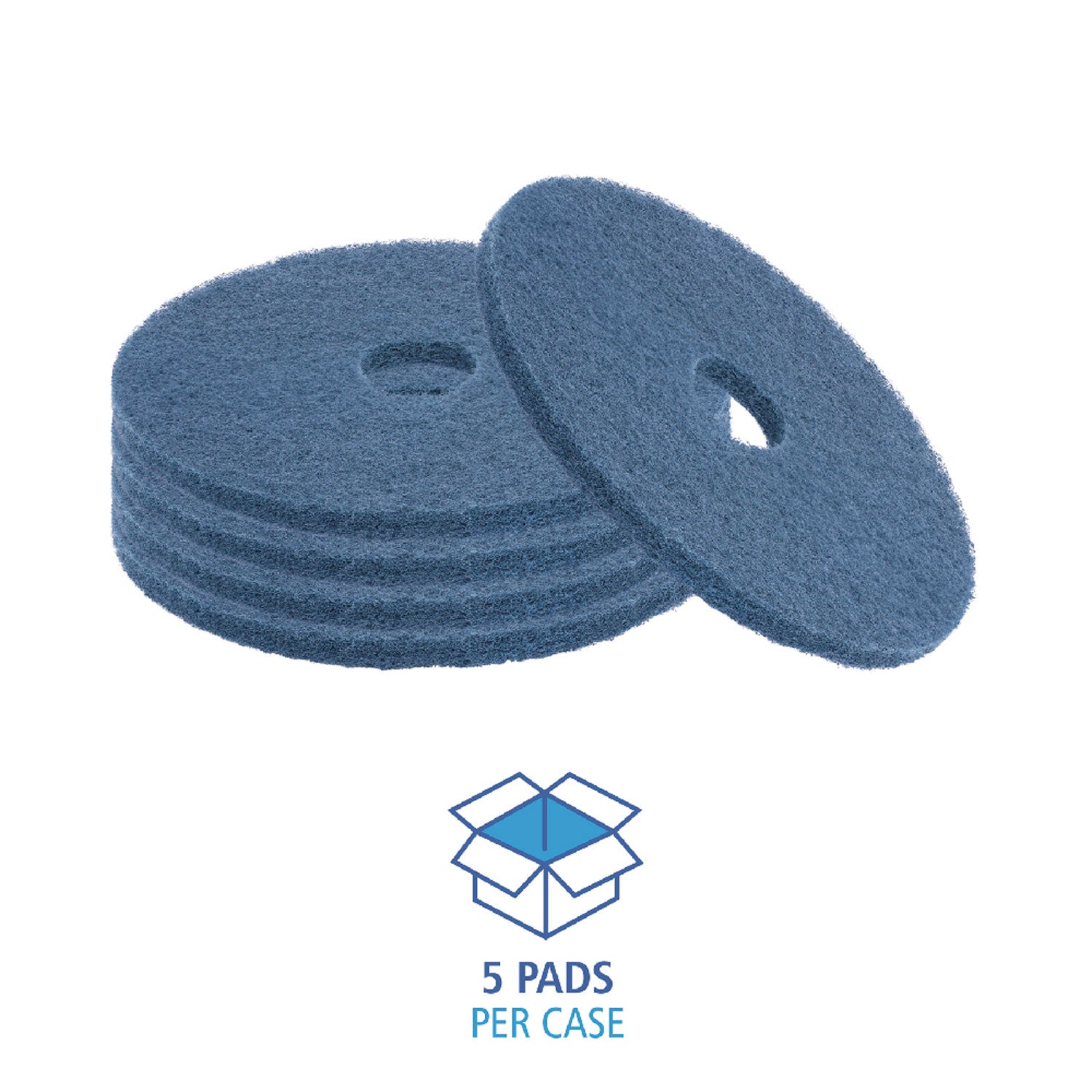 Scrubbing Floor Pads, 13" Diameter, Blue, 5/Carton - 4