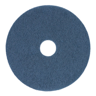 Scrubbing Floor Pads, 14" Diameter, Blue, 5/Carton