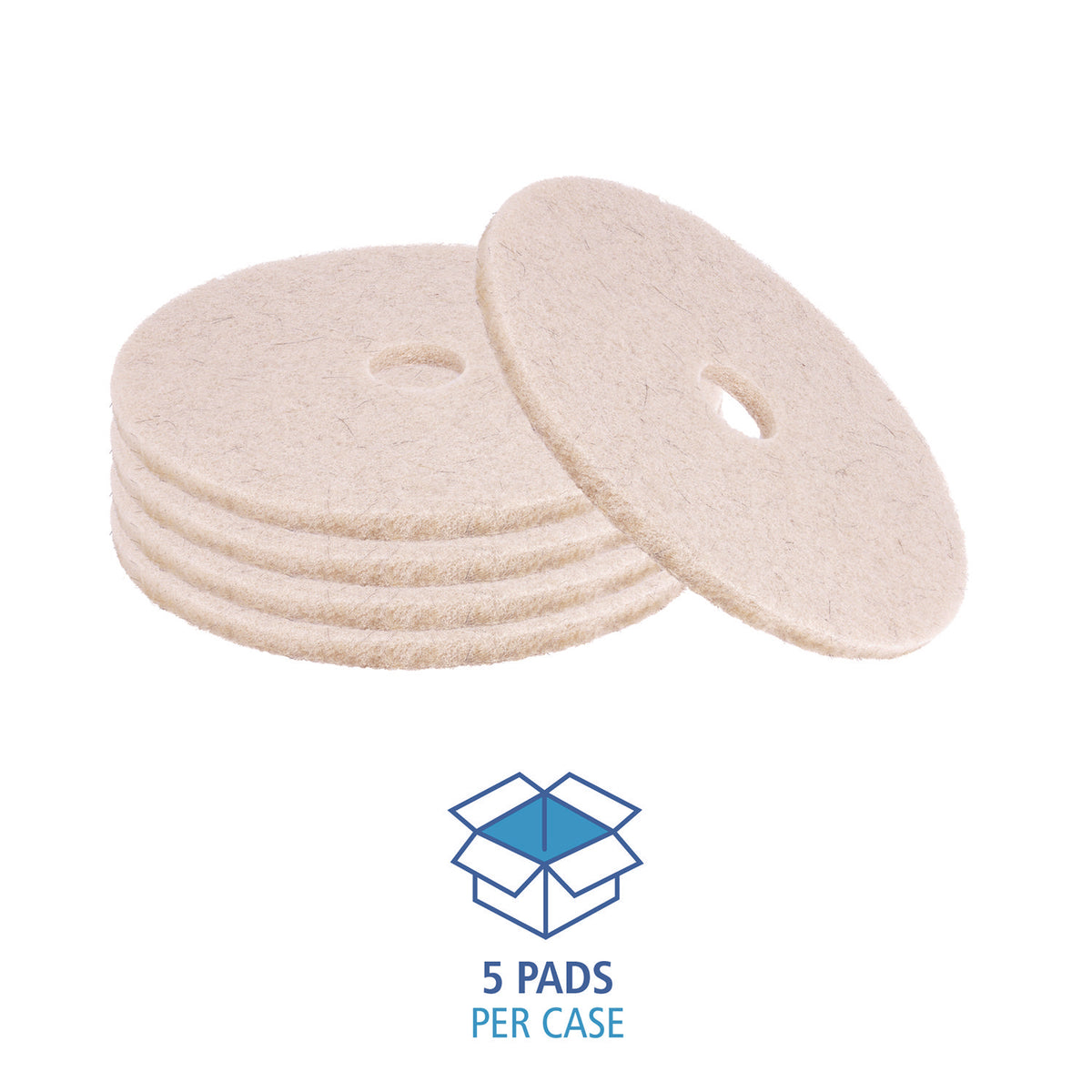 Natural Hog Hair Burnishing Floor Pads, 19" Diameter, Tan, 5/Carton