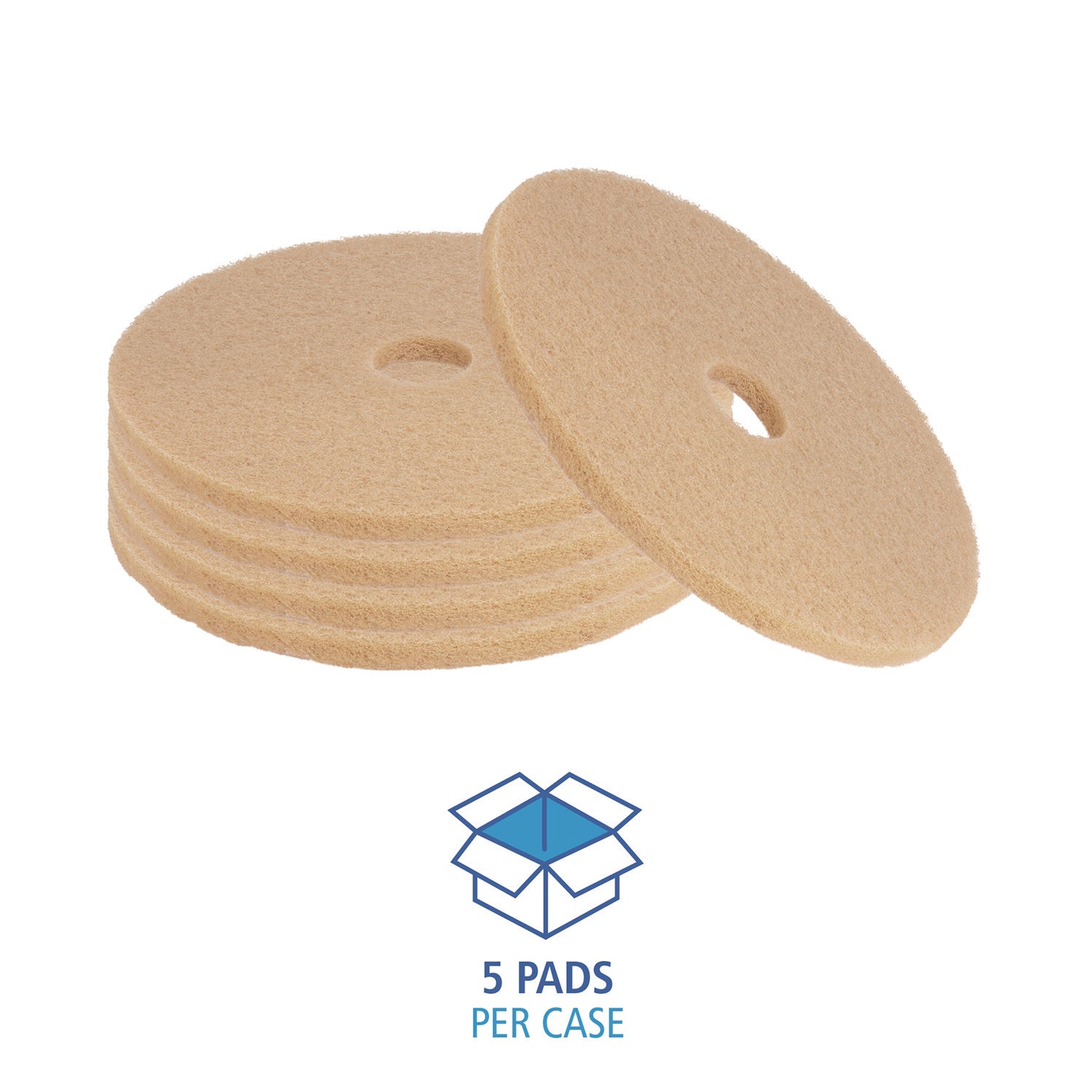 Burnishing Floor Pads, 19" Diameter, Tan, 5/Carton - 4