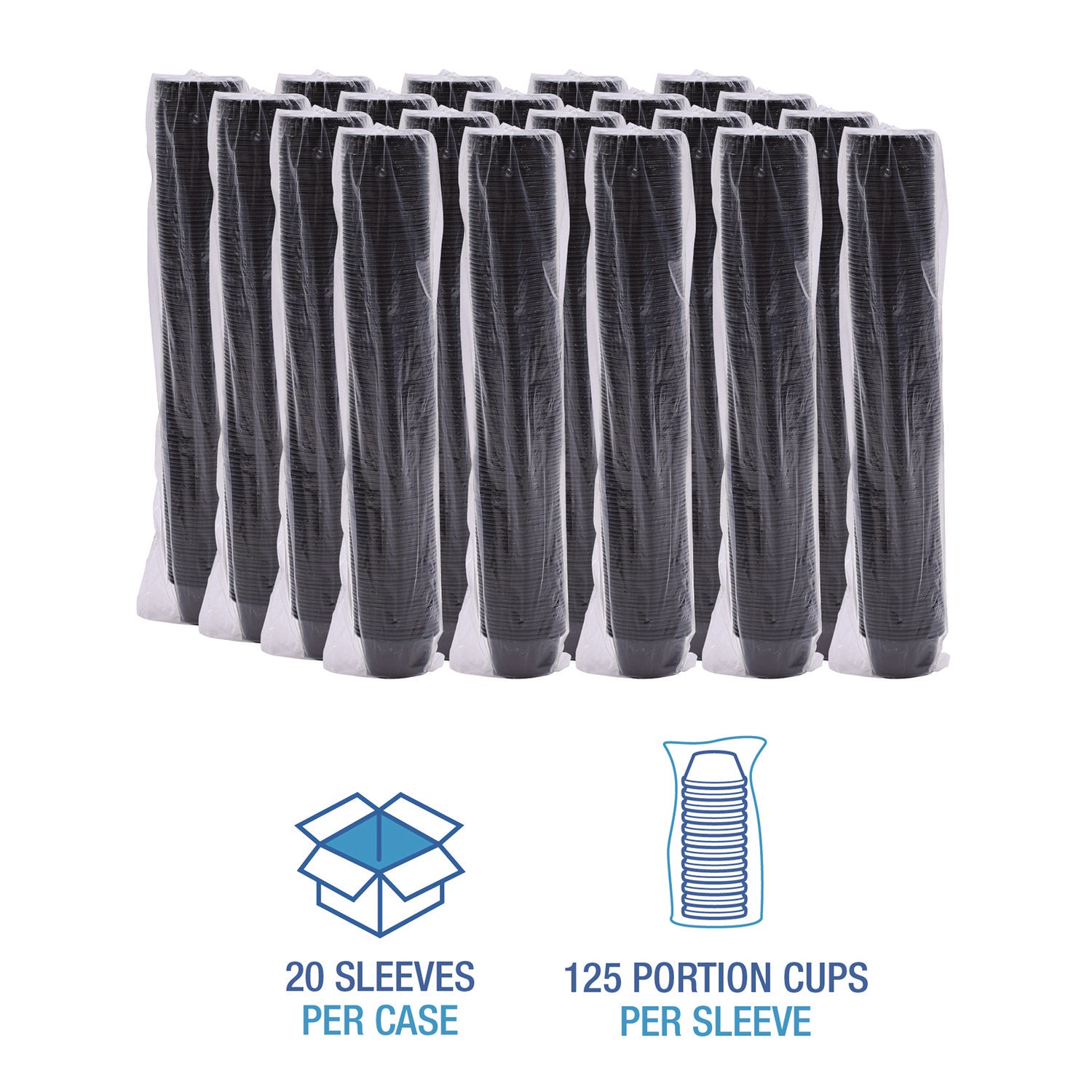 Souffle/Portion Cups, 4 oz, Polypropylene, Black, 2,500/Carton - 3