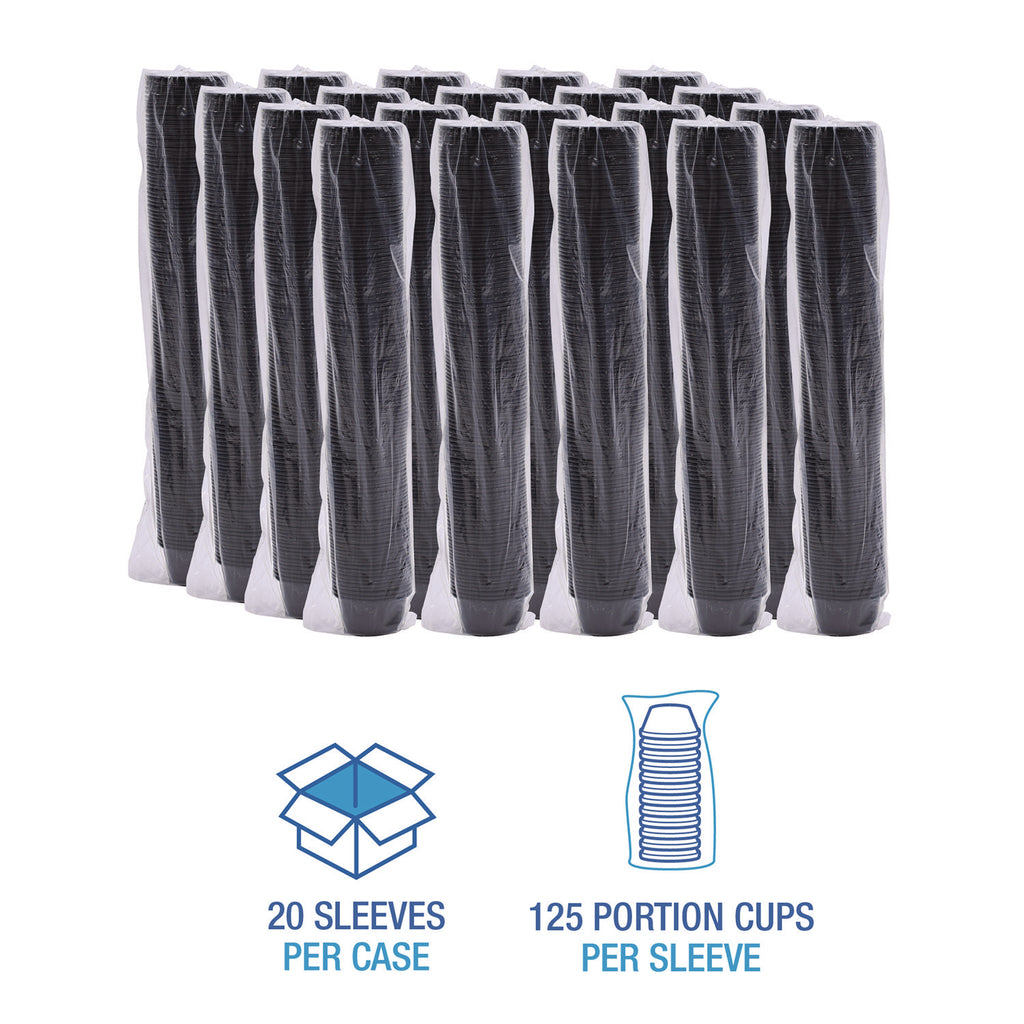 Souffle/Portion Cups, 3.25 oz, Polypropylene, Black, 2,500/Carton