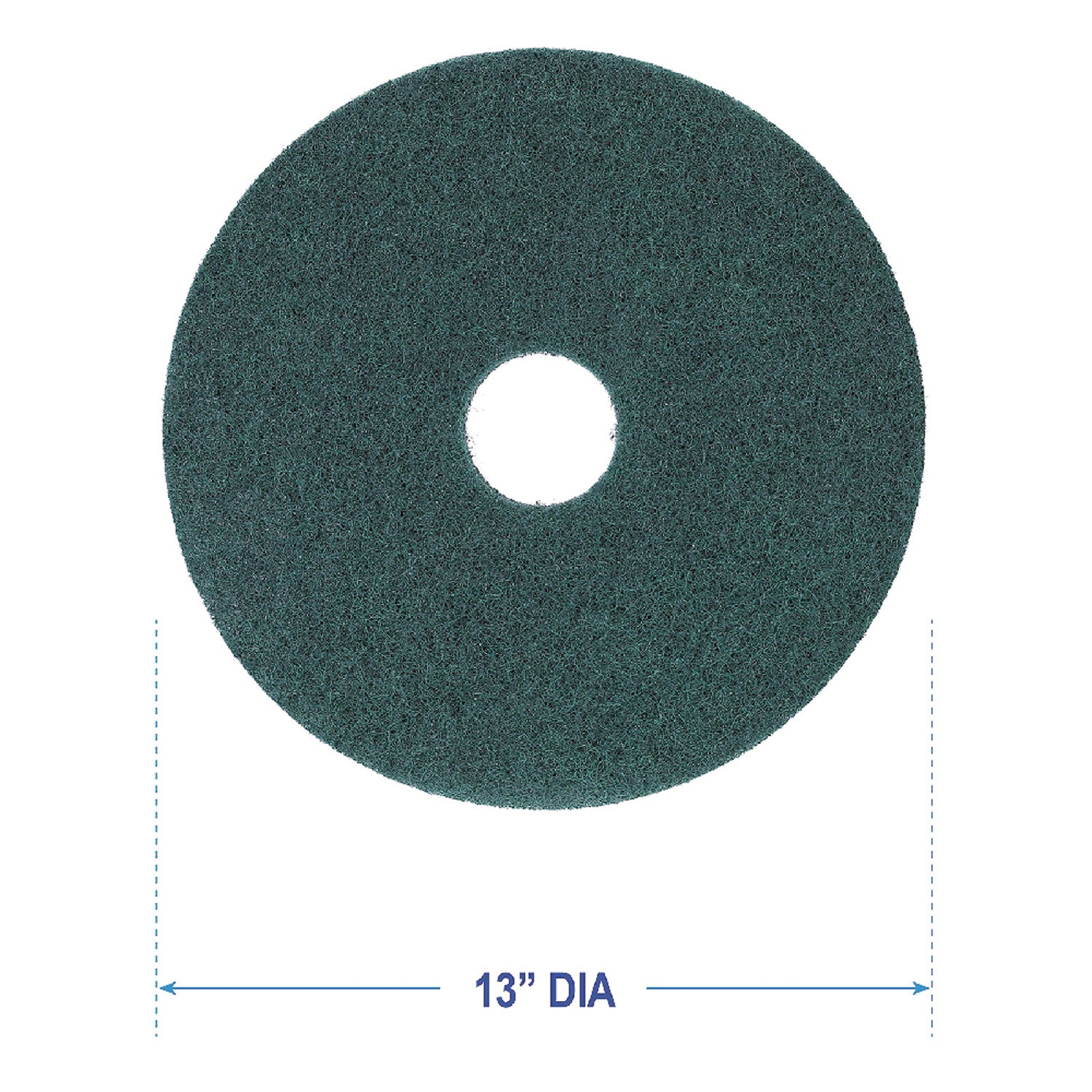 Heavy-Duty Scrubbing Floor Pads, 13" Diameter, Green, 5/Carton - 3