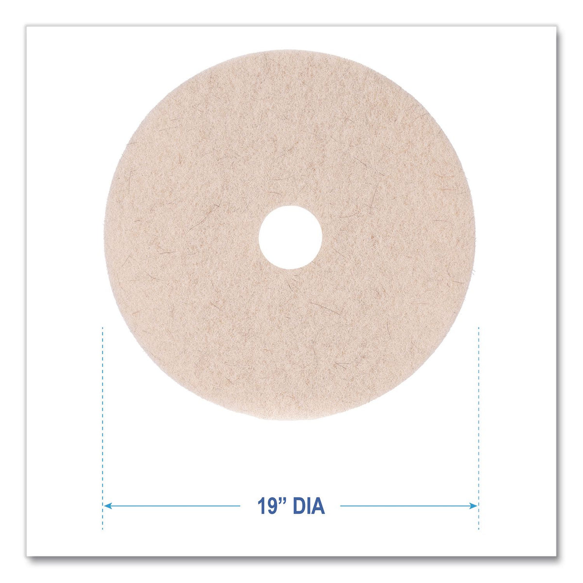 Natural Hog Hair Burnishing Floor Pads, 19" Diameter, Tan, 5/Carton
