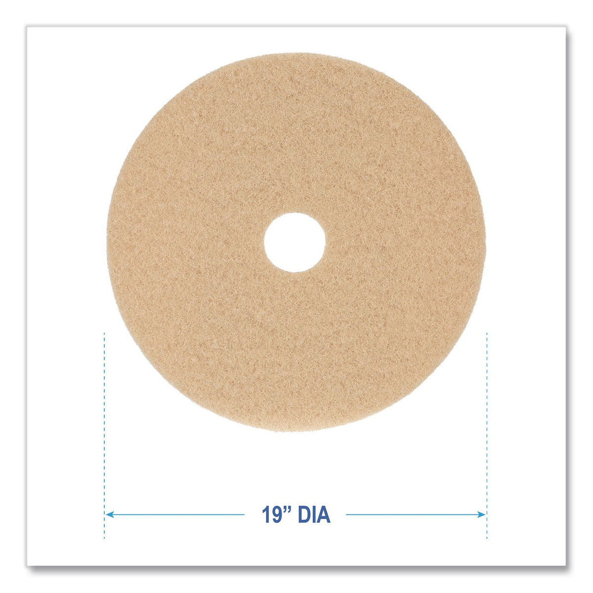 Burnishing Floor Pads, 19" Diameter, Tan, 5/Carton