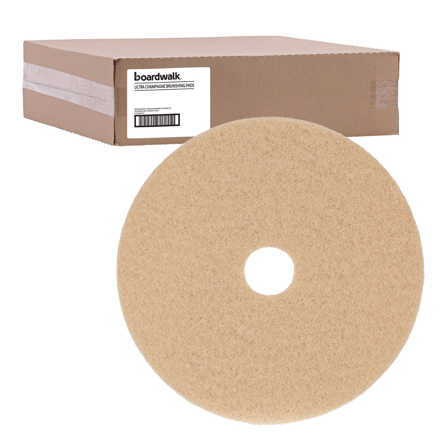 Burnishing Floor Pads, 19" Diameter, Tan, 5/Carton - 2