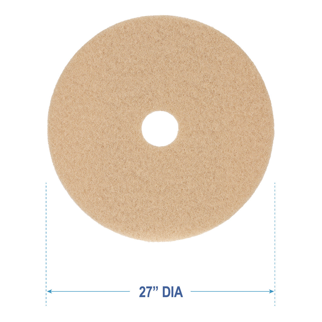 Burnishing Floor Pads, 27" Diameter, Tan, 5/Carton - 3