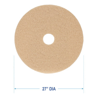 Burnishing Floor Pads, 27" Diameter, Tan, 5/Carton - 3