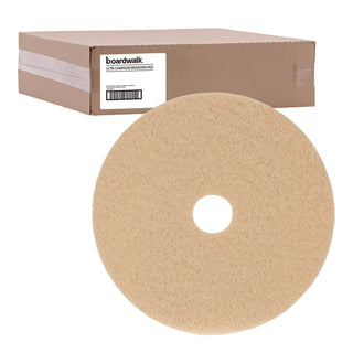 Burnishing Floor Pads, 27" Diameter, Tan, 5/Carton - 2