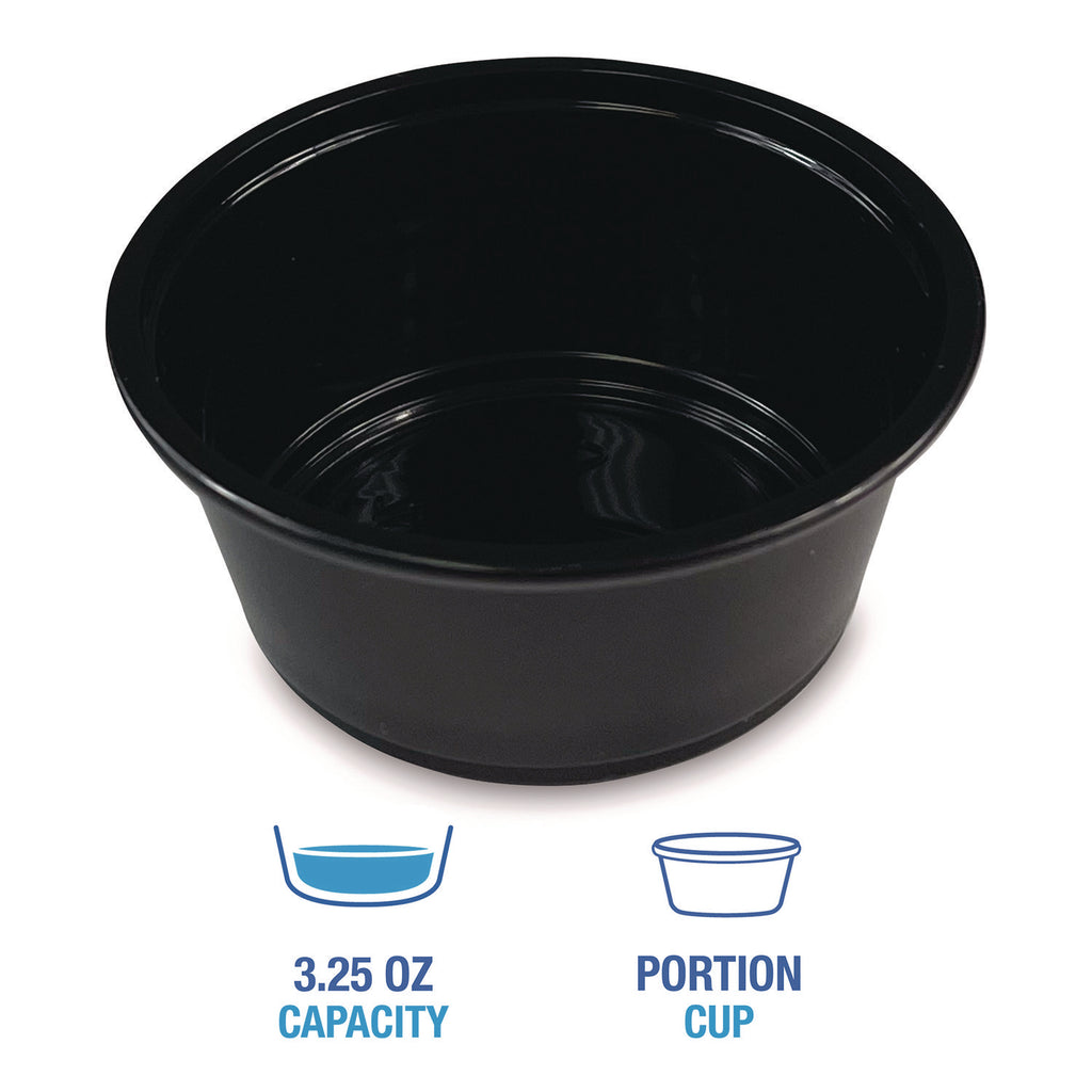 Souffle/Portion Cups, 3.25 oz, Polypropylene, Black, 2,500/Carton