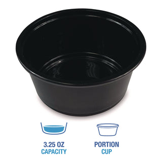 Souffle/Portion Cups, 3.25 oz, Polypropylene, Black, 2,500/Carton