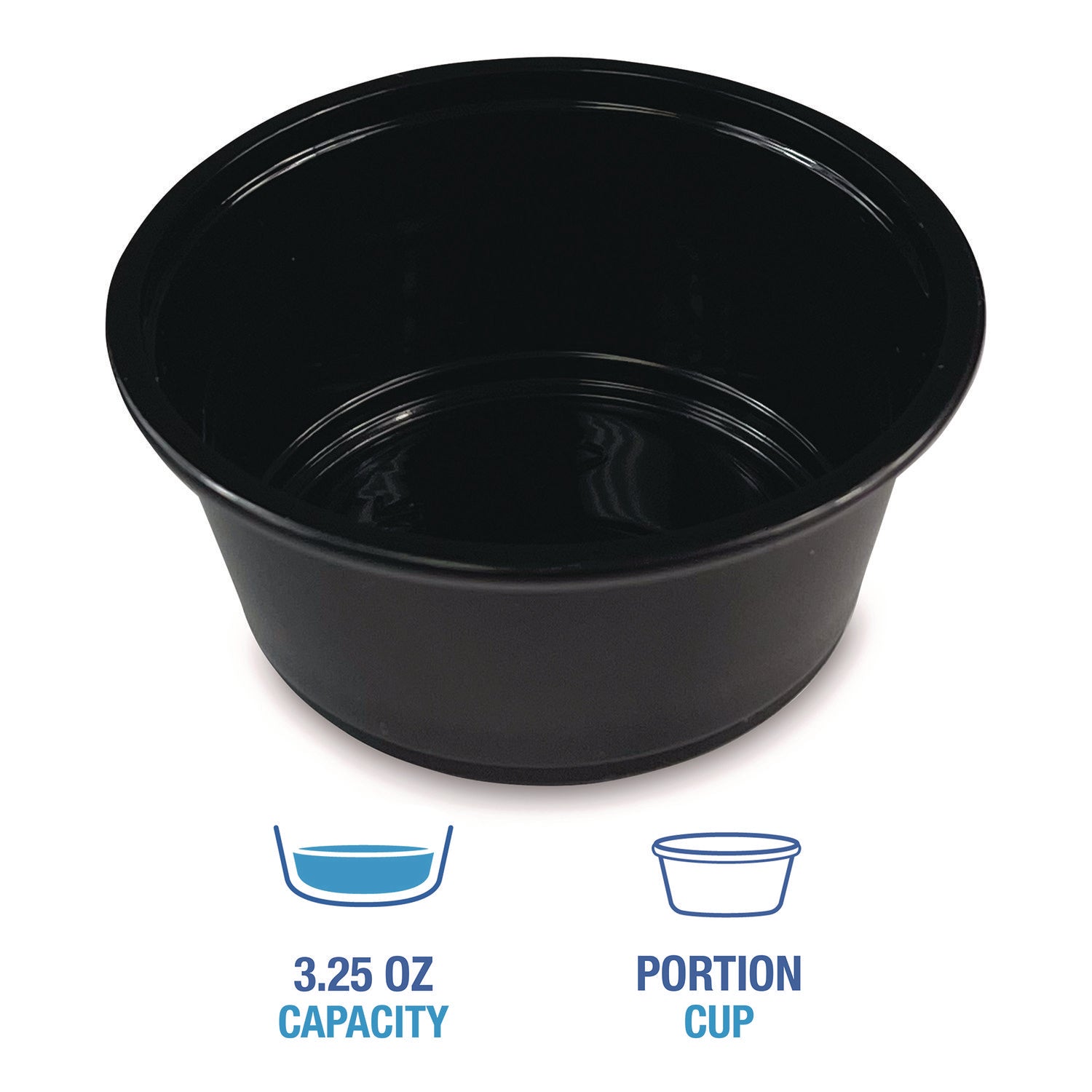 Souffle/Portion Cups, 3.25 oz, Polypropylene, Black, 2,500/Carton