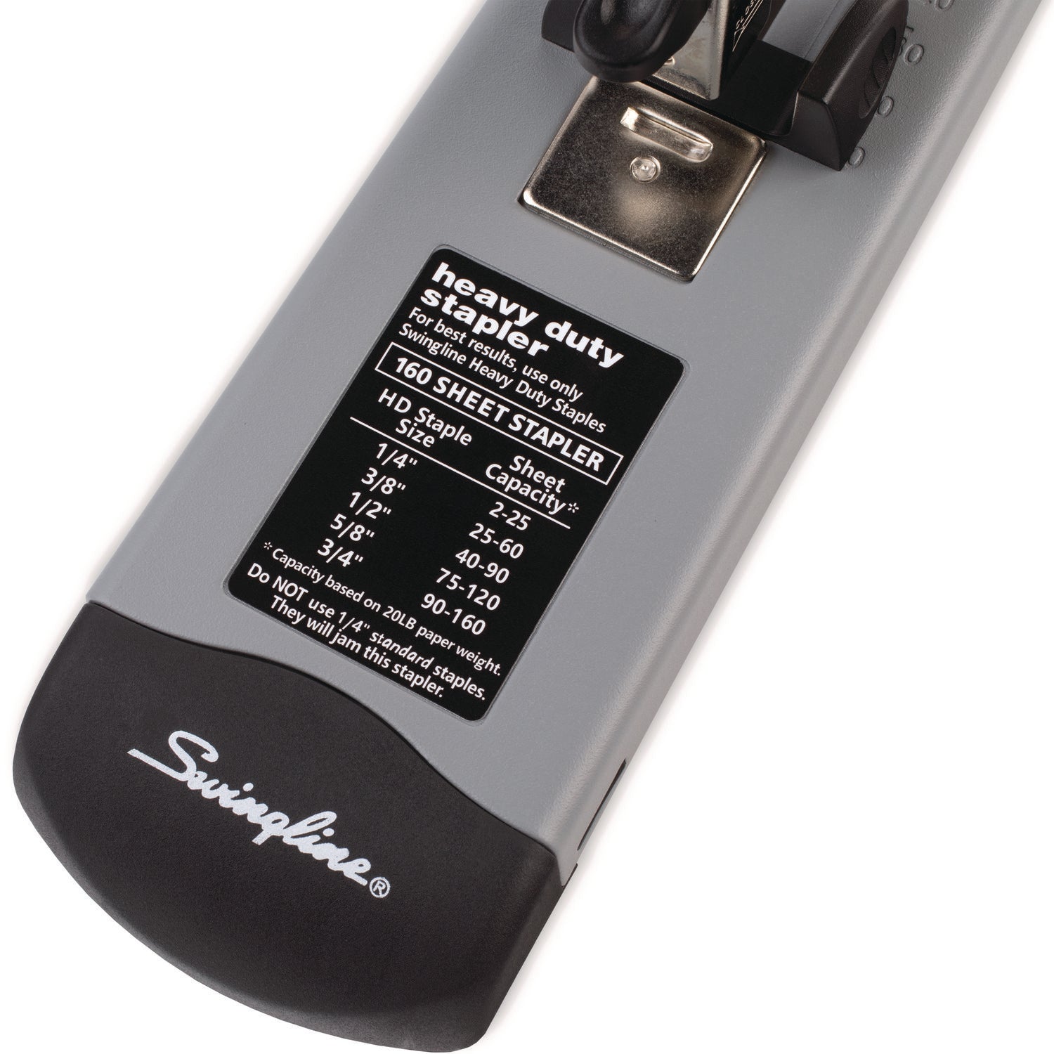 Heavy-Duty Stapler, 160-Sheet Capacity, Black/Gray