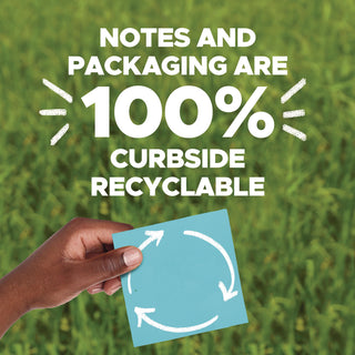 100% Recycled Paper Super Sticky Notes, 3" x 3", Oasis, 70 Sheets/Pad, 24 Pads/Pack - 5