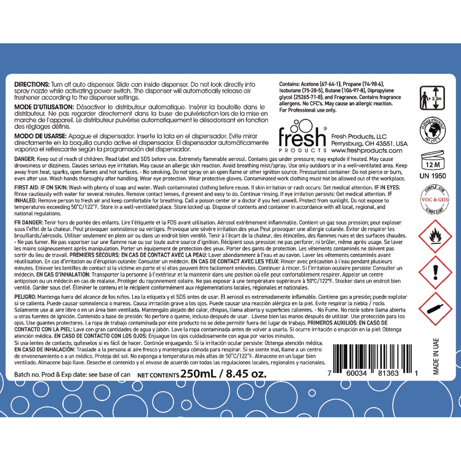 Fusion Metered Aerosols, Linen Fresh, 6.25 oz, 12/Carton