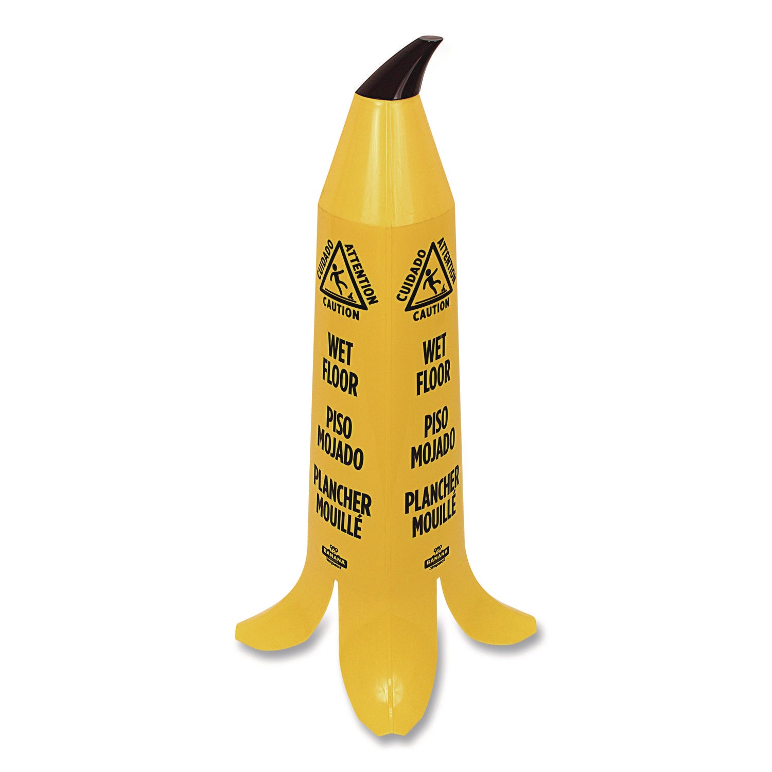 Banana Wet Floor Cones, 14.25 x 14.25 x 36.75, Yellow/Brown/Black - 2