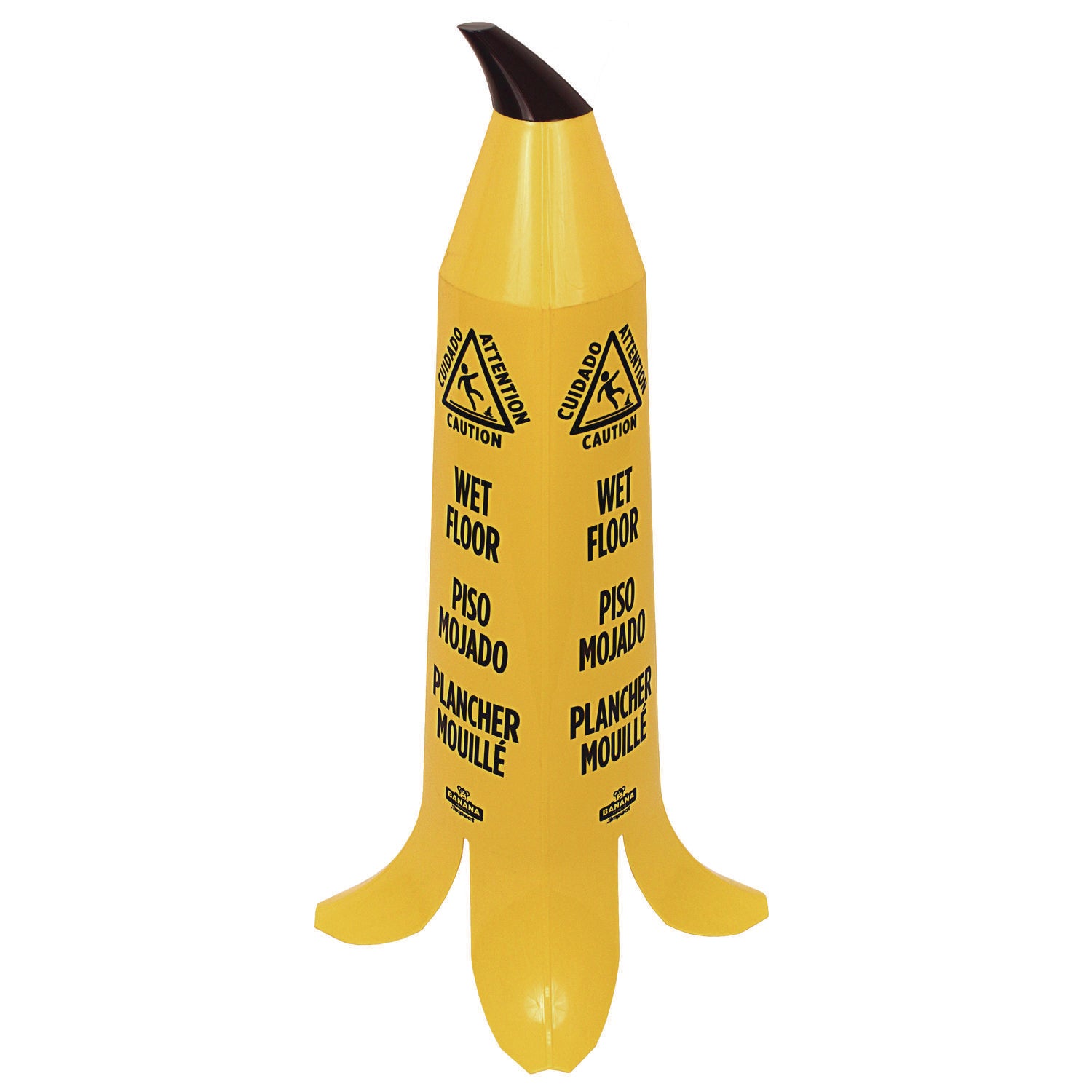 Banana Wet Floor Cones, 14.25 x 14.25 x 36.75, Yellow/Brown/Black - 3