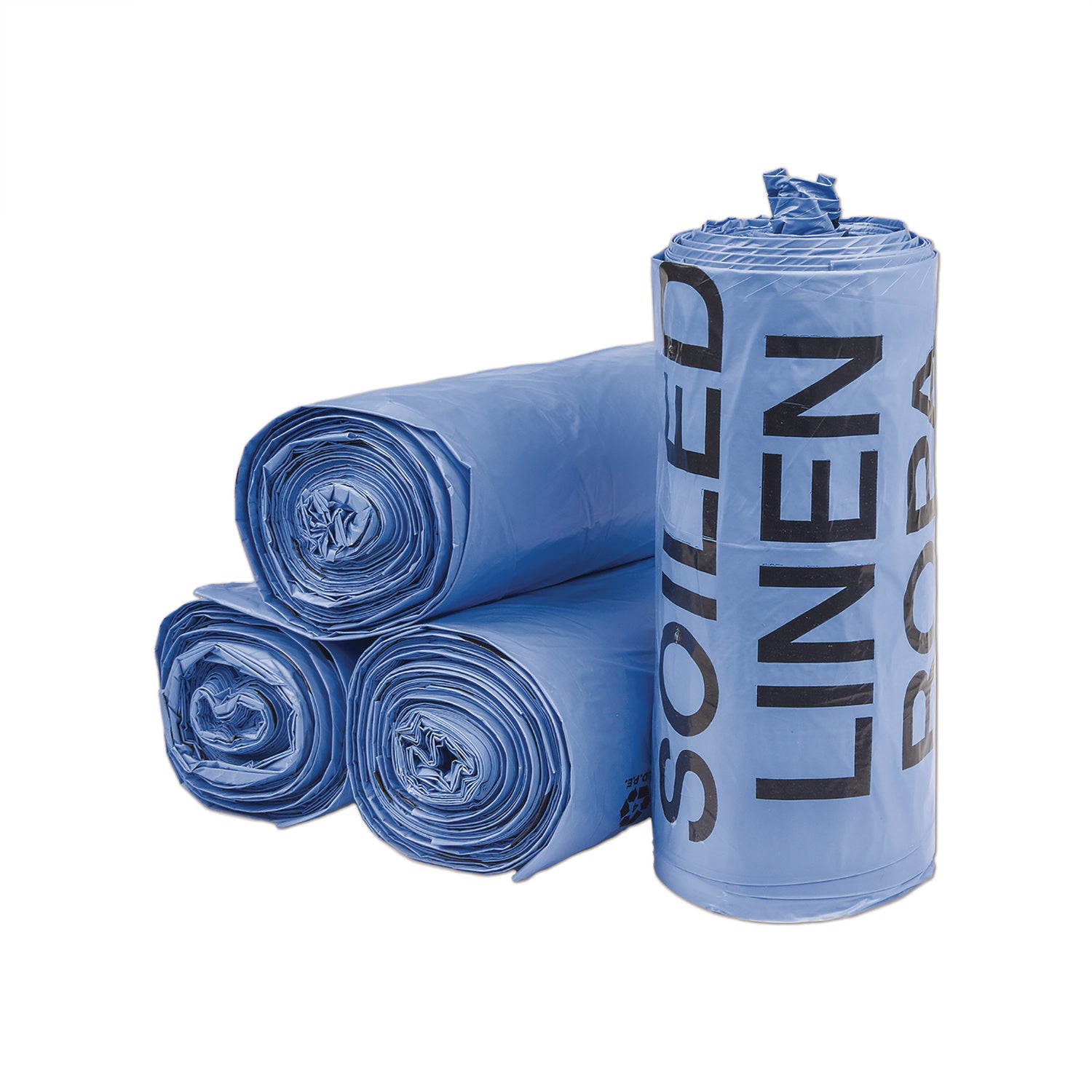 Lldpe 30X43 1 Mil Blue Printed "Soiled Linen" Can Liner Rolls