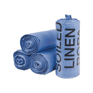 Lldpe 30X43 1 Mil Blue Printed "Soiled Linen" Can Liner Rolls
