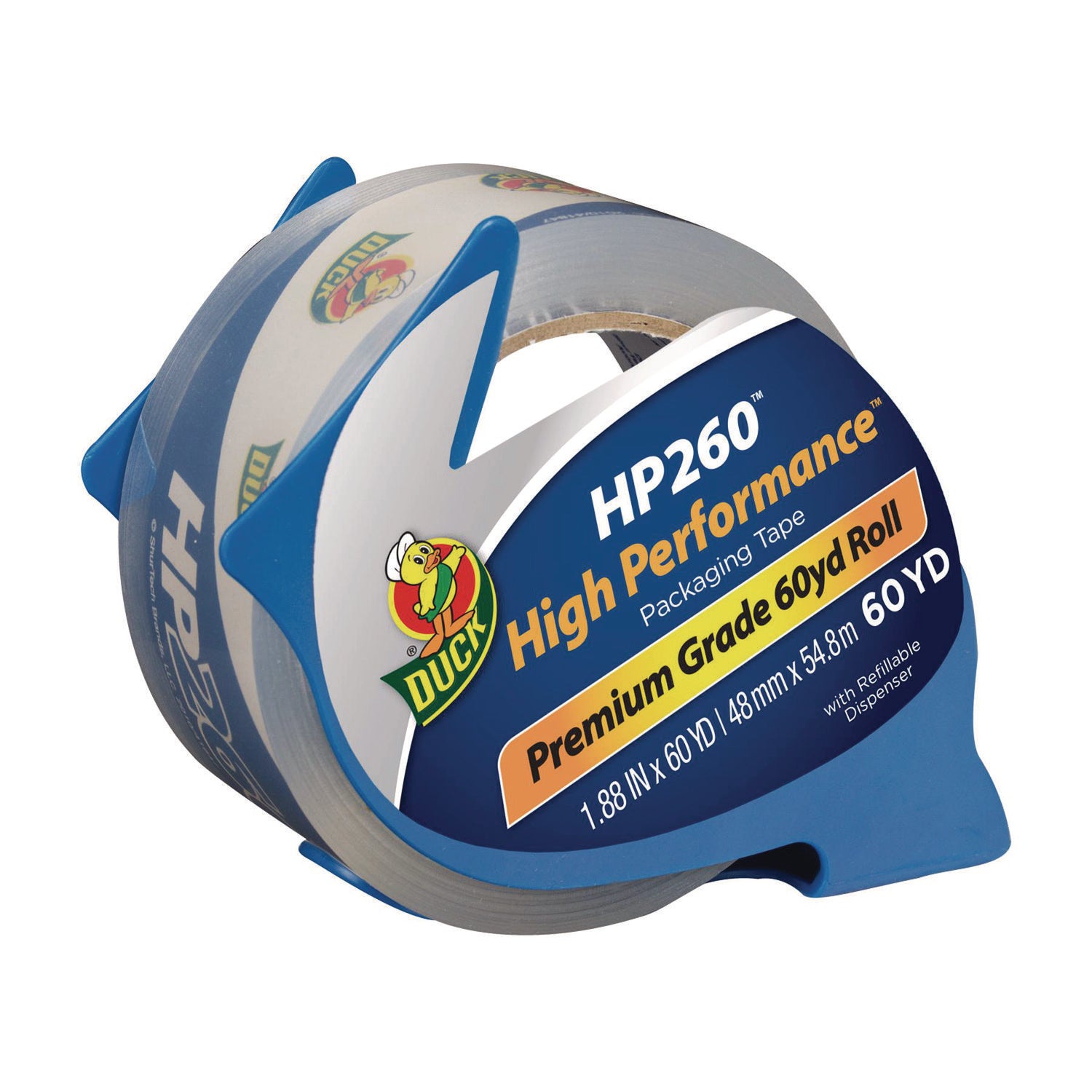 HP260 Packaging Tape with Dispenser, 3" Core, 1.88" x 60 yds, Clear