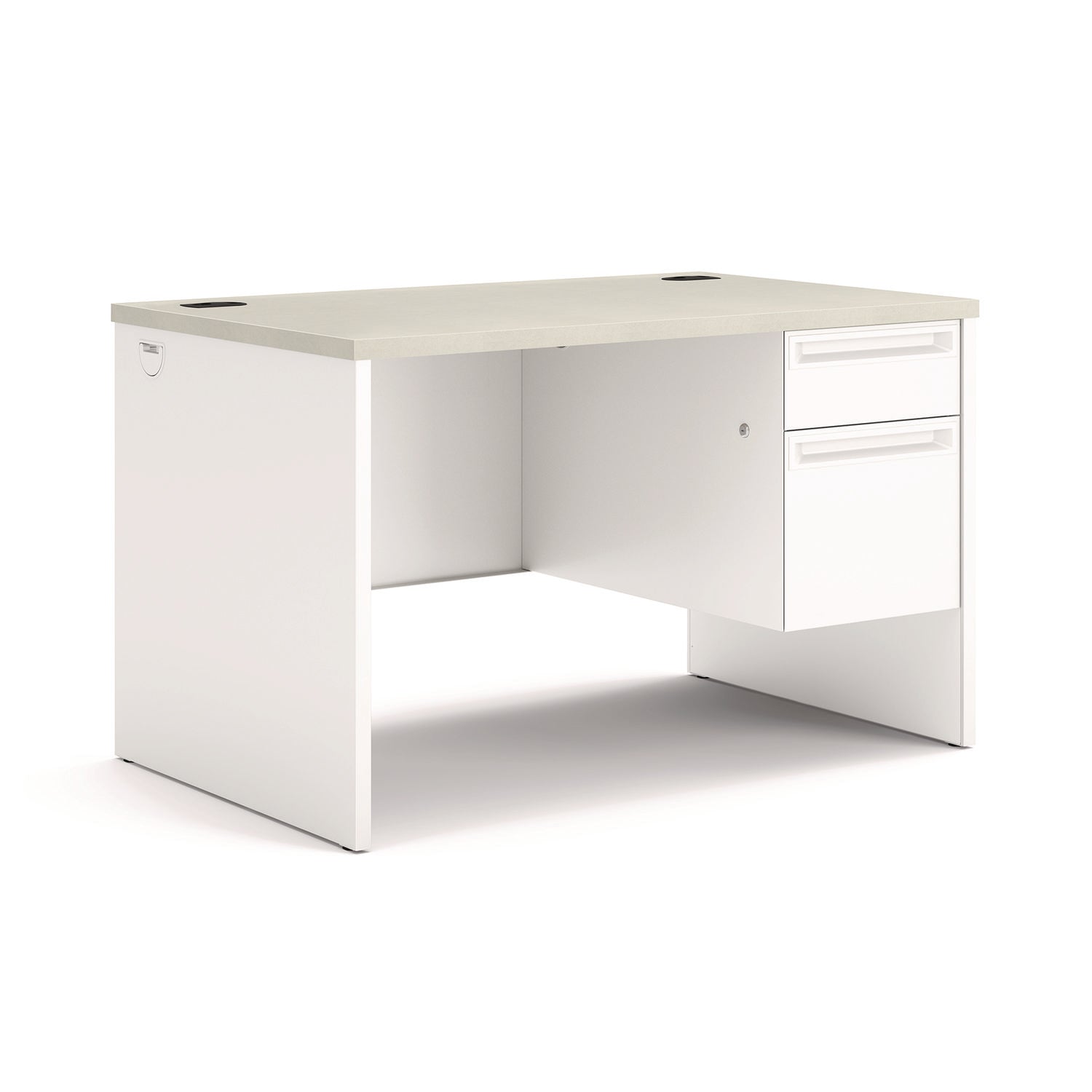 38000 Series Right Pedestal Desk, 48" x 30" x 30", Light Gray/Silver